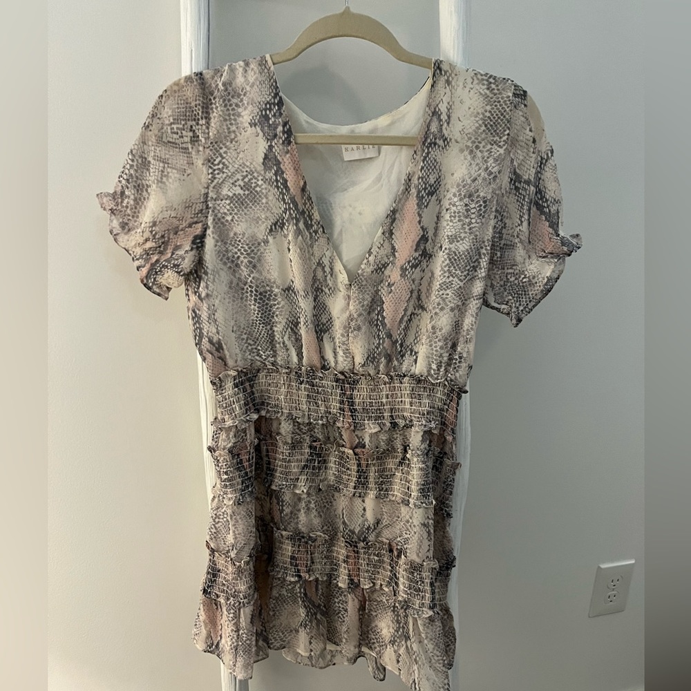 Karlie Blush and Gray Snakeskin Dress